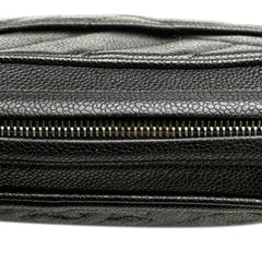 シャネル ココマーク バイアスステッチ 斜め掛け ショルダーバッグ ブラック キャビアスキン レディース CHANEL 【中古】