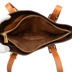 セリーヌ マカダム トートバッグ ショルダーバッグ ブラウン PVC レザー レディース CELINE 【中古】