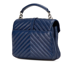 サンローラン YSL モノグラム カレッジ チェーンショルダーバッグ ブルー レザー レディース SAINT LAURENT 【中古】