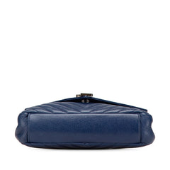 サンローラン YSL モノグラム カレッジ チェーンショルダーバッグ ブルー レザー レディース SAINT LAURENT 【中古】