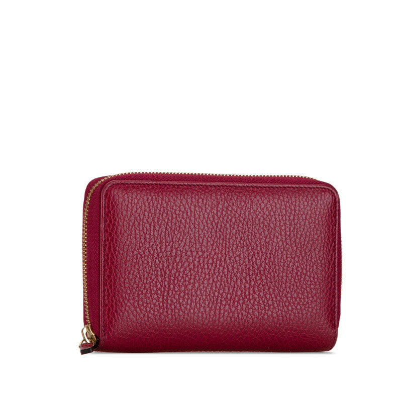 グッチ ラウンドファスナー 長財布 420113 ワインレッド レザー レディース GUCCI 【中古】