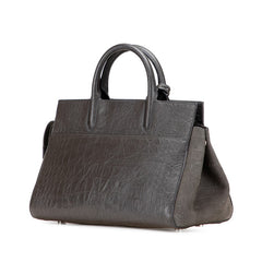 サンローラン クロコ型押し カバ リヴゴーシュ ハンドバッグ ショルダーバッグ 2WAY 400413 グレージュ レザー スウェード レディース SAINT LAURENT 【中古】