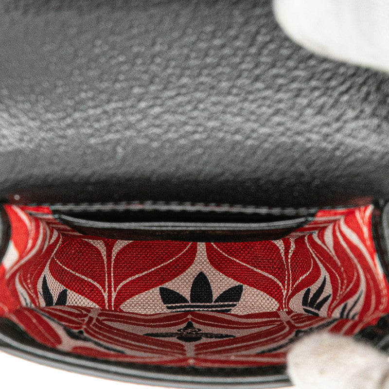 グッチ × アディダス adidas ミニ ショルダーバッグ 721794 ブラック ホワイト レザー レディース GUCCI 【中古】