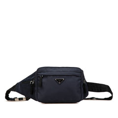 プラダ 三角ロゴプレート ウエストバッグ ボディバッグ ネイビー ナイロン レディース PRADA 【中古】