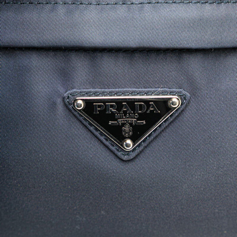 プラダ 三角ロゴプレート ウエストバッグ ボディバッグ ネイビー ナイロン レディース PRADA 【中古】