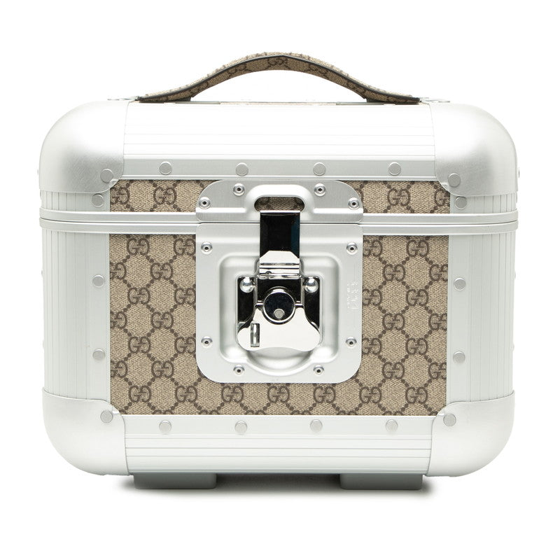 グッチ GGスプリーム × FPM MILANO ハンドバッグ ビューティーケース 740505 ベージュ シルバー PVC アルミ レディース GUCCI 【中古】