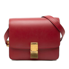 セリーヌ クラシックボックス スモール ショルダーバッグ レッド レザー レディース CELINE 【中古】
