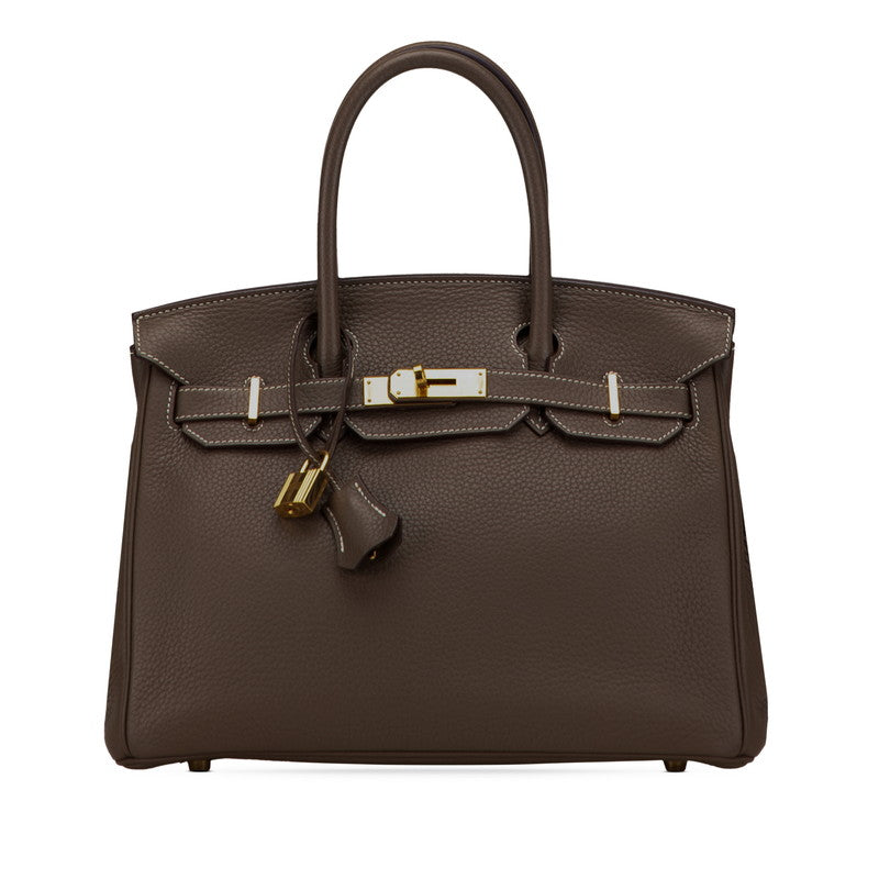エルメス バーキン30 ハンドバッグ エトゥープ グレージュ ゴールド金具 トリヨンクレマンス レディース HERMES 【中古】