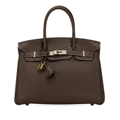 エルメス バーキン30 ハンドバッグ エトゥープ グレージュ ゴールド金具 トリヨンクレマンス レディース HERMES 【中古】