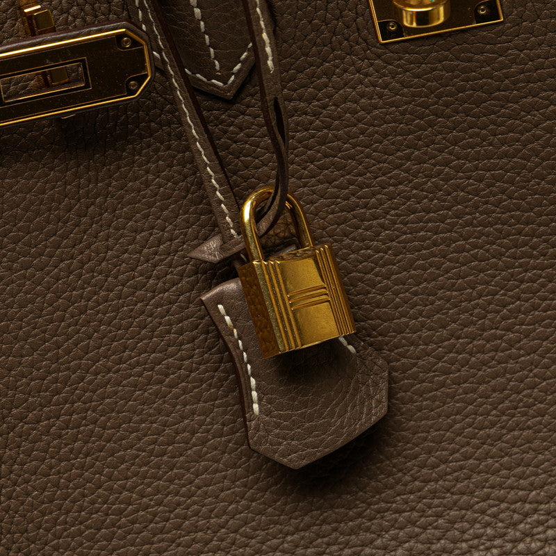 エルメス バーキン30 ハンドバッグ エトゥープ グレージュ ゴールド金具 トリヨンクレマンス レディース HERMES 【中古】