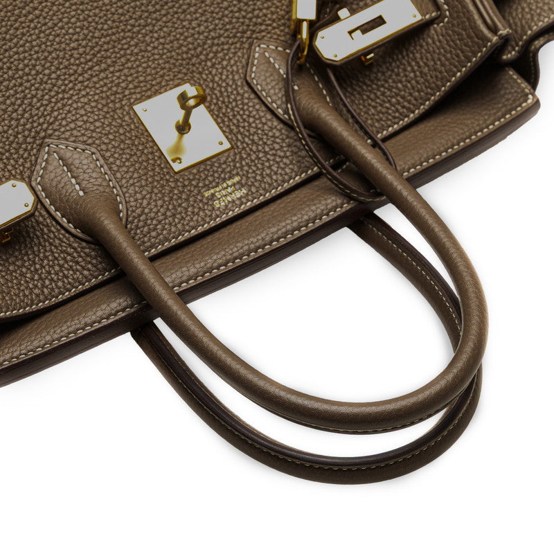 エルメス バーキン30 ハンドバッグ エトゥープ グレージュ ゴールド金具 トリヨンクレマンス レディース HERMES 【中古】