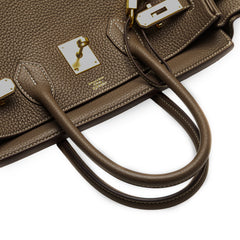 エルメス バーキン30 ハンドバッグ エトゥープ グレージュ ゴールド金具 トリヨンクレマンス レディース HERMES 【中古】