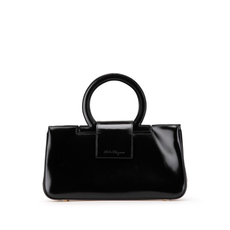 サルヴァトーレフェラガモ ガンチーニ ハンドバッグ ブラック レザー レディース Salvatore Ferragamo 【中古】