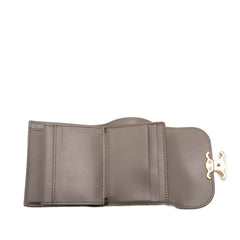 セリーヌ トリオンフ スモール フラップウォレット 二つ折り財布 ぺブル グレー系 レザー レディース CELINE 【中古】