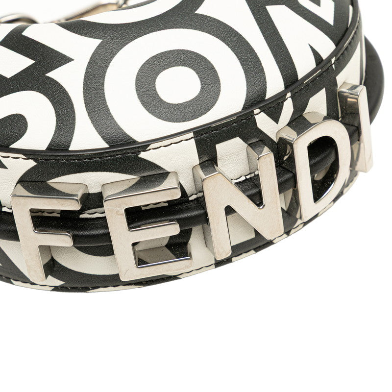 フェンディ ナノグラフィ マークジェイコブスコラボ ハンドバッグ 7AS089 ホワイト ブラック レザー レディース FENDI 【中古】