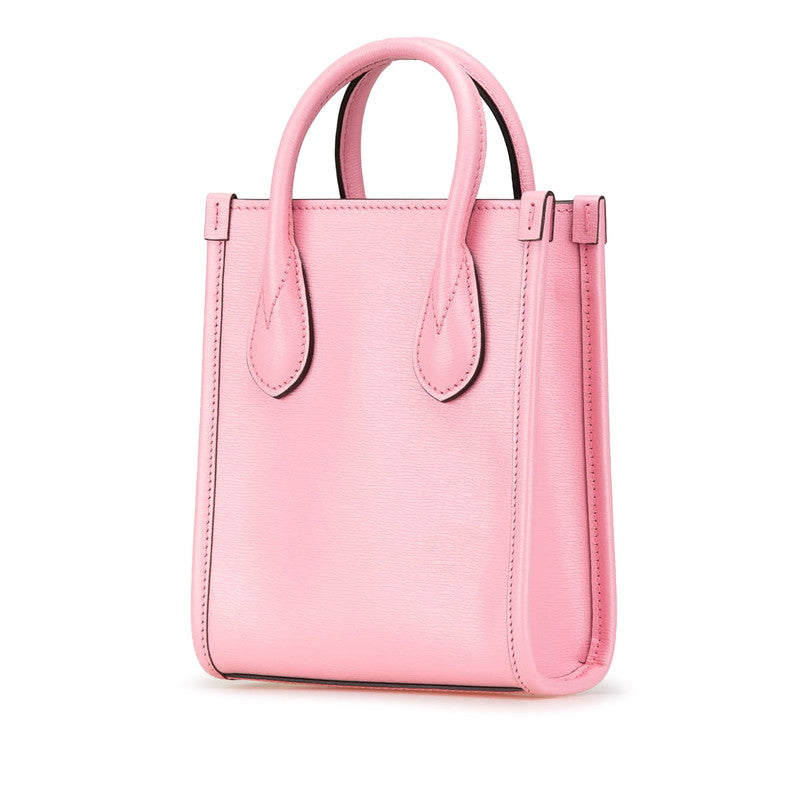グッチ × ばなにゃ ミニハンドバッグ ショルダーバッグ 2WAY 671623 ピンク マルチカラー レザー レディース GUCCI 【中古】