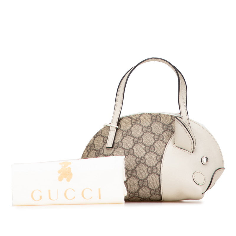 グッチ GGスプリーム チルドレンズ ZOO ブタ ミニハンドバッグ 271093 ベージュ PVC レザー レディース GUCCI 【中古】