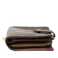 ルイ ヴィトン モノグラム コンパクトジップ 二つ折り財布 M61667 ブラウン PVC レザー レディース LOUIS VUITTON 中古