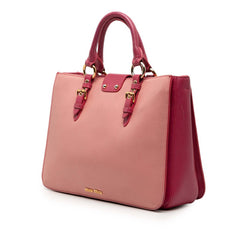 ミュウミュウ ロゴ ハンドバッグ ショルダーバッグ ピンク レザー レディース MIUMIU 【中古】