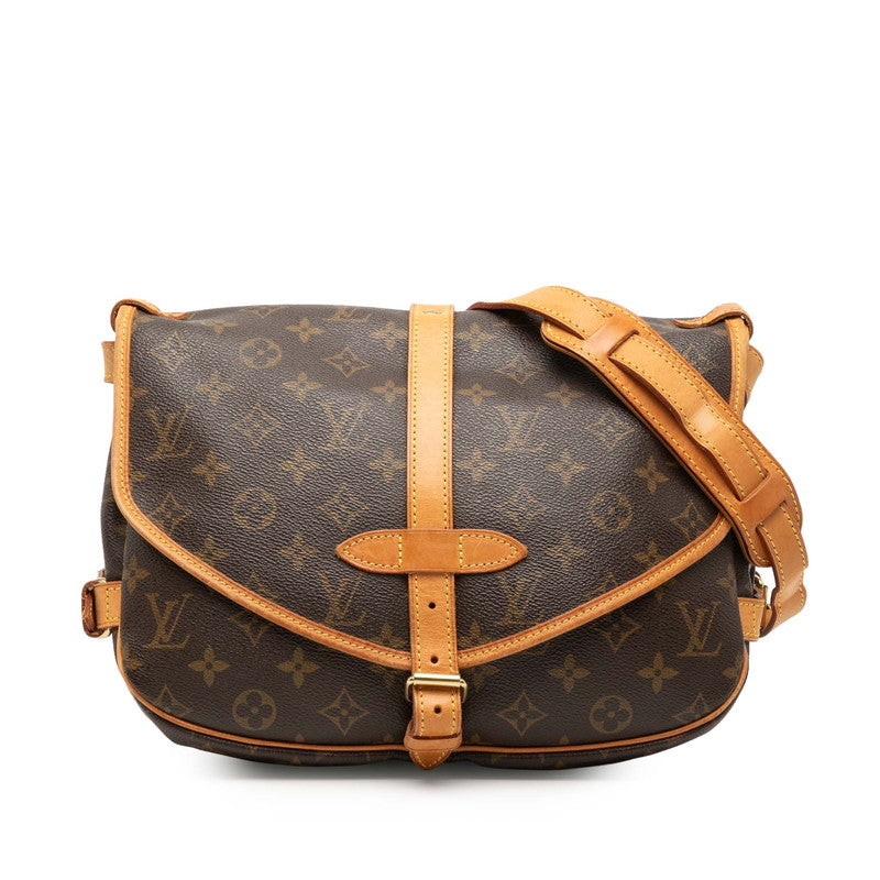 ルイ ヴィトン モノグラム ソミュール30 斜め掛け ショルダーバッグ M42256 ブラウン PVC レザー レディース LOUIS VUITTON 【中古】