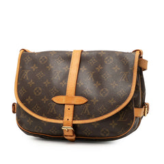 ルイ ヴィトン モノグラム ソミュール30 斜め掛け ショルダーバッグ M42256 ブラウン PVC レザー レディース LOUIS VUITTON 【中古】