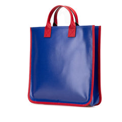 グッチ チルドレンズ ロゴプリント トートバッグ 550763 ブルー レッド PVC レザー レディース GUCCI 【中古】