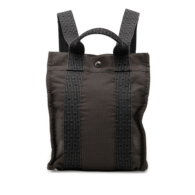 エルメス エールライン アドPM リュック バックパック ブラック グレー キャンバス レディース HERMES 【中古】