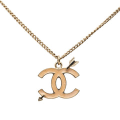 シャネル ココマーク 矢 モチーフ ネックレス ゴールド ベージュ メッキ レディース CHANEL 【中古】