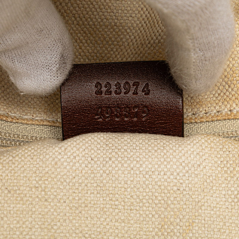 グッチ GGキャンバス スーキー ハンドバッグ ショルダーバッグ 2WAY 223974 ベージュ ブラウン キャンバス レザー レディース GUCCI 【中古】