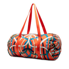 エルメス エアシルク ダッフル44 CAVALCADOUR カヴァルカドゥール ボストンバッグ ハンドバッグ オレンジ マルチカラー シルク レディース HERMES 【中古】