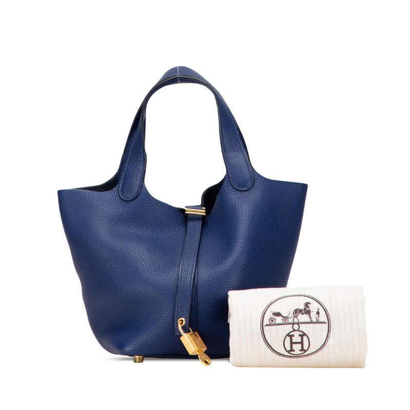 エルメス ピコタンロックPM ハンドバッグ ブルーサフィール ネイビー トリヨンクレマンス レディース HERMES 【中古】