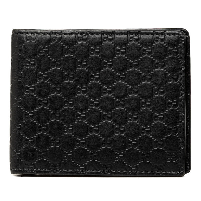 グッチ マイクログッチシマ 二つ折り財布 260987 ブラック レザー レディース GUCCI 中古