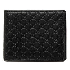 グッチ マイクログッチシマ 二つ折り財布 260987 ブラック レザー レディース GUCCI 中古