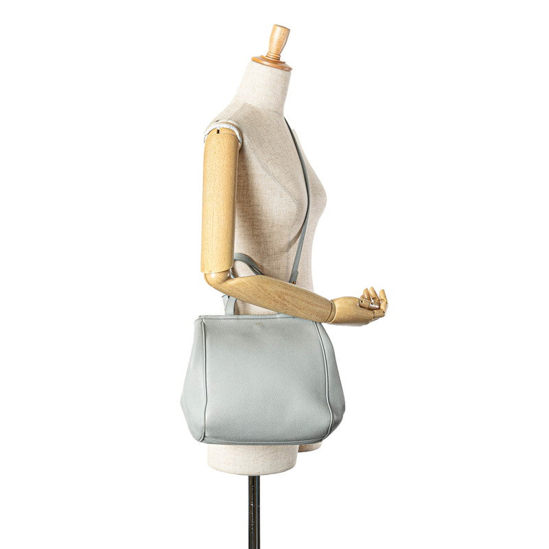 セリーヌ スモールフォールド カバ ハンドバッグ ショルダーバッグ 2WAY グレー レザー レディース CELINE 【中古】