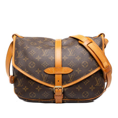 ルイ ヴィトン モノグラム ソミュール30 斜め掛け ショルダーバッグ M42256 ブラウン PVC レザー レディース LOUIS VUITTON 中古