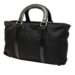 プラダ 三角ロゴプレート ハンドバッグ ブラック ナイロン レザー レディース PRADA 【中古】