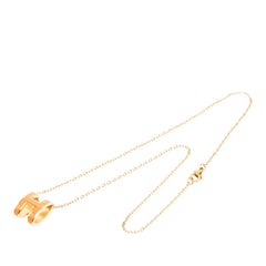 エルメス ポップアッシュ ポップH Hロゴ チェーン ペンダント ネックレス ゴールド オレンジ メッキ レディース HERMES 中古