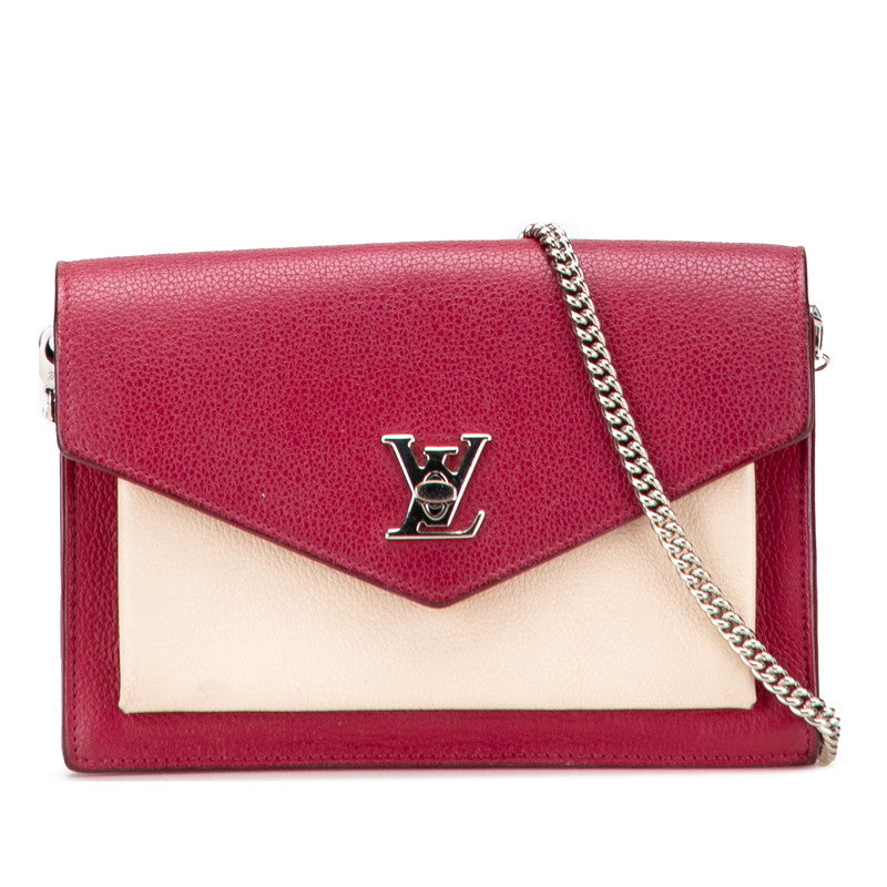 ルイ ヴィトン ポシェット ロックミー チェーン ショルダーバッグ M63470 ワインレッド ベージュ レザー レディース LOUIS VUITTON 【中古】