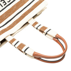 セリーヌ ロゴ ハンドバッグ トートバッグ ホワイト ブラウン ブラック キャンバス レザー レディース CELINE 【中古】