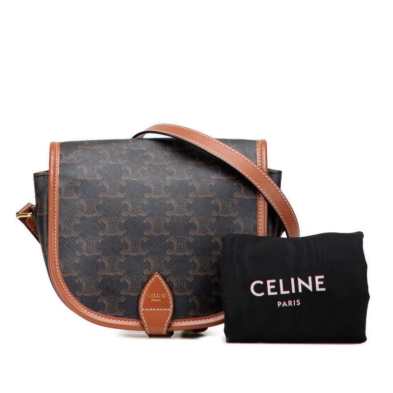 セリーヌ トリオンフ 斜め掛け ショルダーバッグ ブラック ブラウン PVC レザー レディース CELINE 【中古】