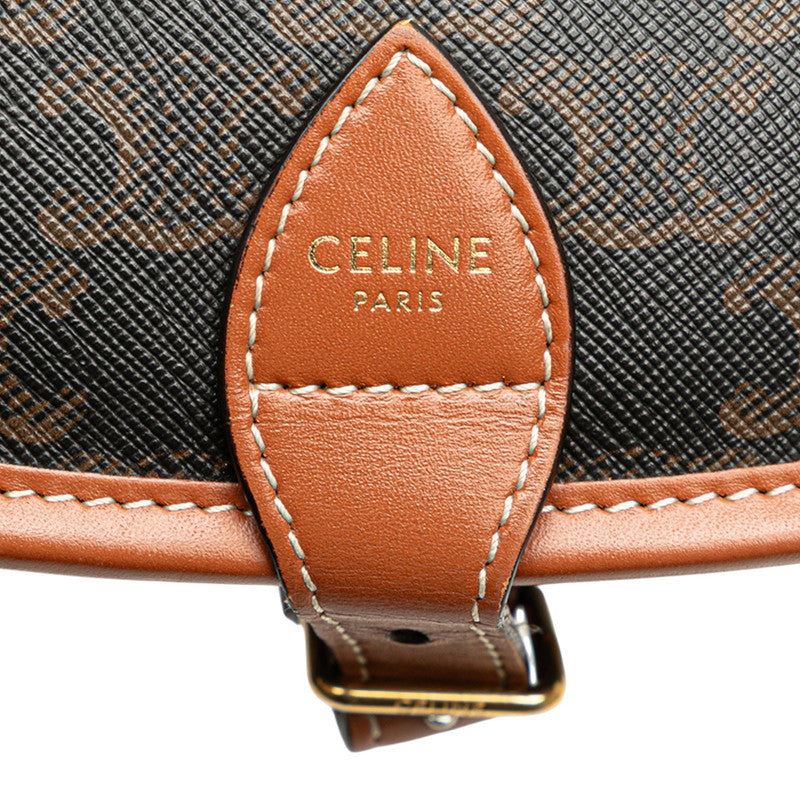 セリーヌ トリオンフ 斜め掛け ショルダーバッグ ブラック ブラウン PVC レザー レディース CELINE 【中古】