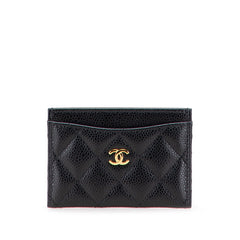 シャネル マトラッセ ココマーク ゴールド金具 クラシック カードケース AP4472 ブラック キャビアスキン レディース CHANEL 中古