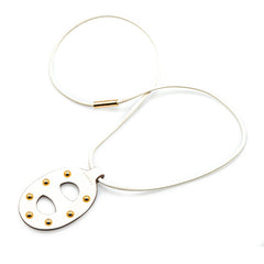 エルメス シェーヌダンクルPM スタッズ ネックレス ベージュ ブラウン ヴォースイフト レディース HERMES 【中古】