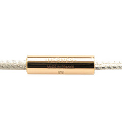 エルメス シェーヌダンクルPM スタッズ ネックレス ベージュ ブラウン ヴォースイフト レディース HERMES 中古
