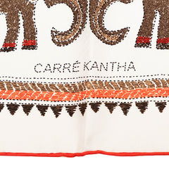 エルメス カレ90 Kantha カンタ スカーフ 大判 ホワイト マルチカラー シルク レディース HERMES 【中古】