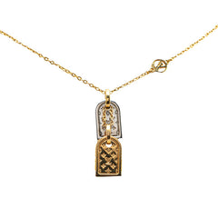 ルイ ヴィトン ナノグラム LVサークル ネームタグ ネックレス M63141 ゴールド シルバー メッキ メタル レディース LOUIS VUITTON 【中古】