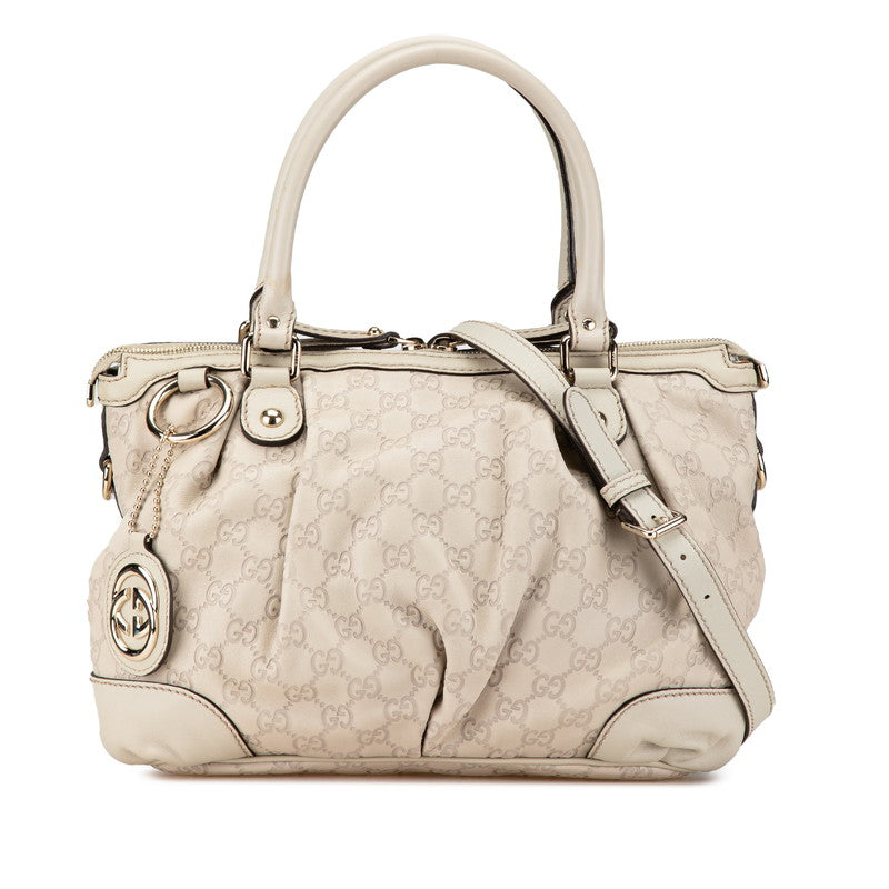 グッチ グッチシマ スーキー ハンドバッグ ショルダーバッグ 2WAY 247902 ホワイト アイボリー レザー レディース GUCCI 【中古】