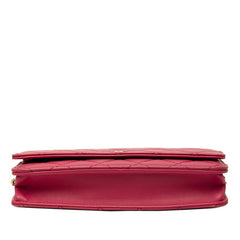シャネル マトラッセ ココマーク 斜め掛け チェーンウォレット ショルダーバッグ ピンク系 ラムスキン レディース CHANEL 中古