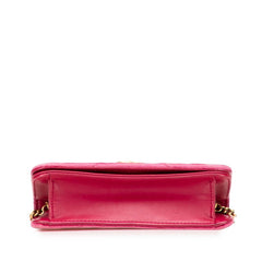 グッチ GGマーモント エンブロイダリー LOVE チェーン ショルダーバッグ 488426 ピンク マルチカラー ベルベット レディース GUCCI 【中古】