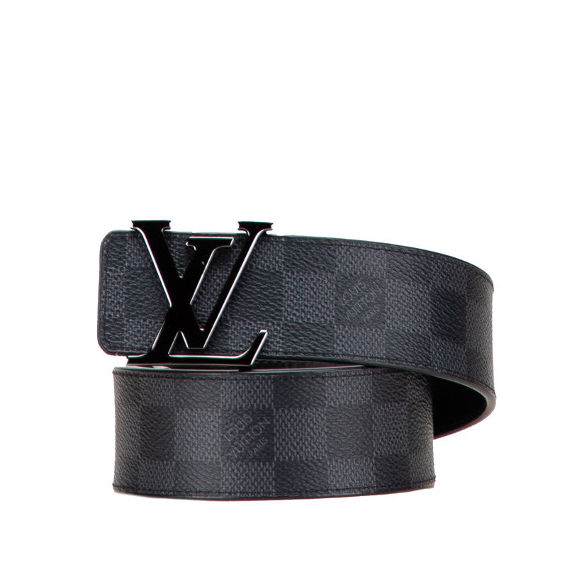 ルイ ヴィトン ダミエ サンチュール LV イニシアル ベルト 80/32 M0213 ブラック PVC レザー メンズ LOUIS VUITTON 【中古】